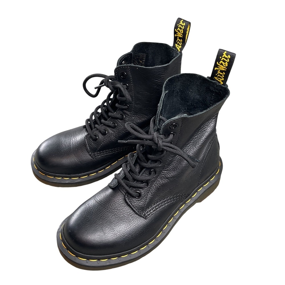 Dr. Martens Pascal Boot Womens 6 Black Virginia Soft Leather 8-Eye Lace Up